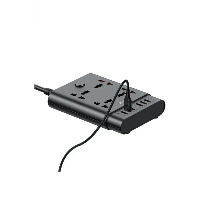 Yesido Mc08 10in1 6 Adet Usb Ve 4 Adet Priz Dönüştürücü 1.8m - Siyah