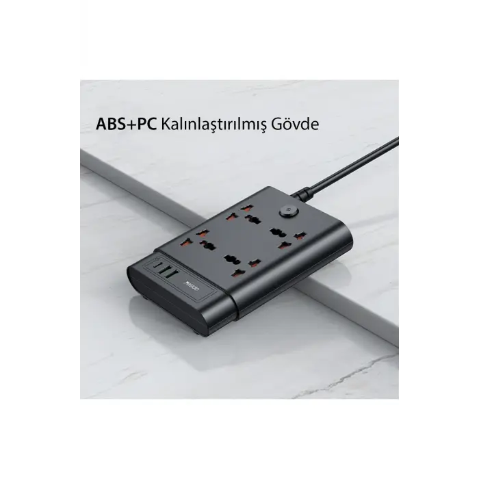Yesido Mc08 10in1 6 Adet Usb Ve 4 Adet Priz Dönüştürücü 1.8m - Siyah