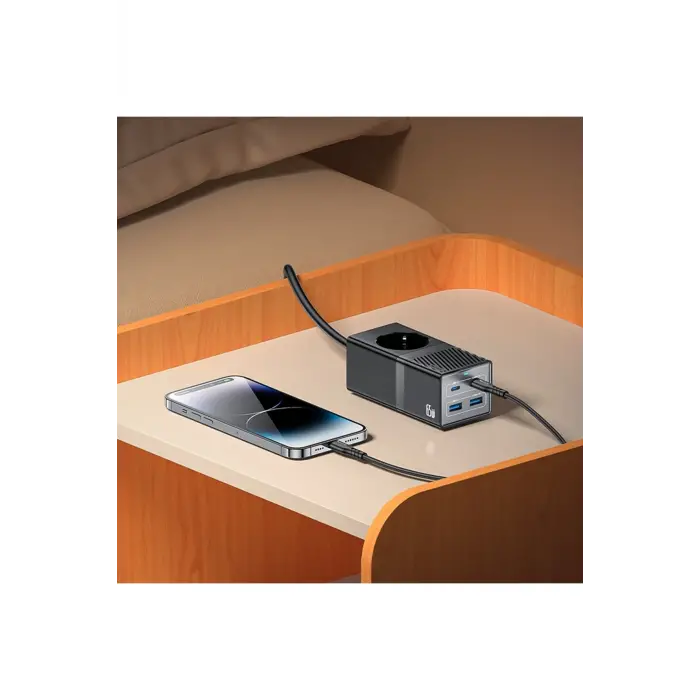Yesido Mc36 2500w 1.5m Ekstra 2 Adet 18w Usb Ve 2 Adet 45w Type-c Çıkışlı Priz Uzatıcı - Siyah