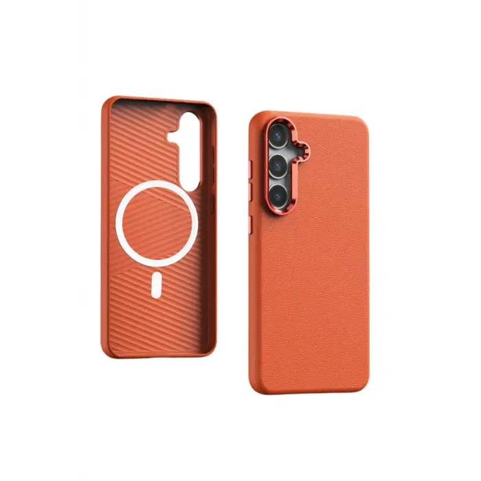 Yesido Samsung Galaxy S24 Pc09 Elegance Deri Magsafe Kapak - Turuncu