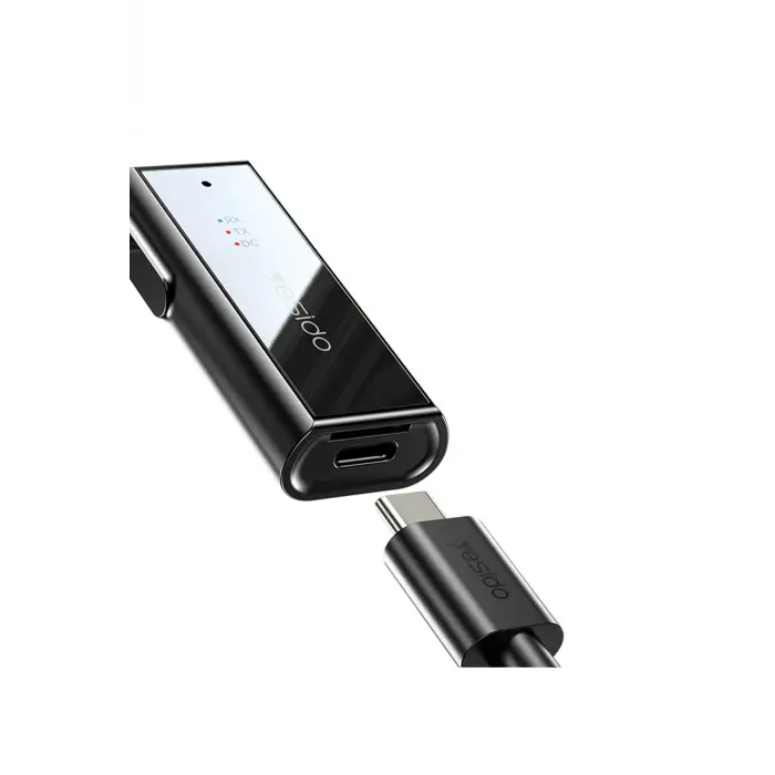 Yesido Yau41 3.5mm Aux Çıkışlı Mikrofonlu Bluetooth Araç Kiti - Siyah