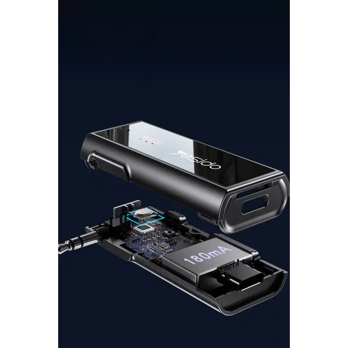 Yesido Yau41 3.5mm Aux Çıkışlı Mikrofonlu Bluetooth Araç Kiti - Siyah