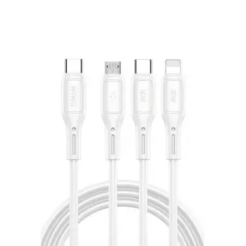 60W Link Type-C Süper Fast PD Şarj Kablosu 3in1 iPhone Samsung Xiaomi Huawei Hızlı Şarj Data USB Kablo Kopmayan Sağlam Halat Örgülü 1.2m