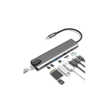 Lopard 8 In 1 Type C Hub HDMI Apple Macbook Pro/air iPhone iPad Matebook Uyumlu Çevirici Çoğaltıcı Ethernet RJ45 Sd Tf USB Type C Hub