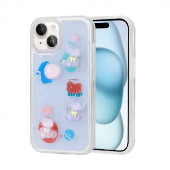 iPhone 14 Kılıf Kabartma Figürlü Parlak  Minimini Silikon Kapak