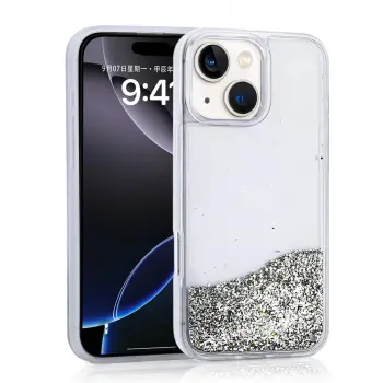 Apple İphone 14 Kılıf Sıvılı Simli Şeffaf Arka Yüzey Lopard Keto Silikon Kapak