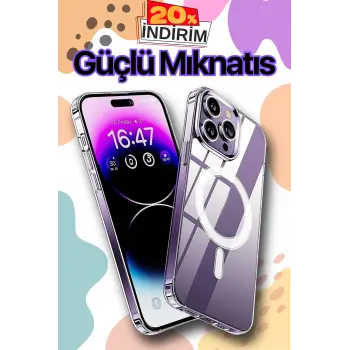 Iphone 14 Pro Max Kılıf Magsafe Wireless Kablosuz Şarj Destekli Sert Şeffaf Darbe Emici Kapak