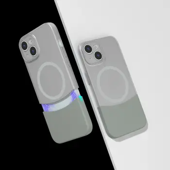 Apple İphone 15 Kılıf Magsafe Şarj Duble 1.7mm Kapak Kart Bölmeli Lacivert Siyah Gri Renkleriyle