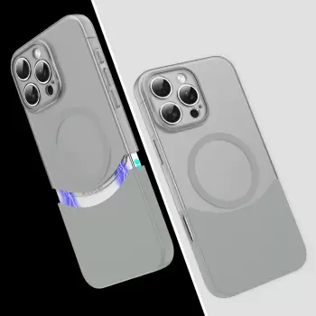 Apple İphone 16 Pro Max Kılıf Magsafe Şarj Kartlıklı Mıknatıslı Duble 1.7mm Kapak Kart Bölmeli Lacivert Siyah Gri Renkleriyle
