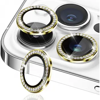 iPhone 16 Pro Max Uyumlu Kamera Koruma Taşlı Lens Koruyucu Temperli Cam Koruma CL-06