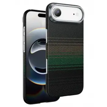 Apple iPhone 17 Air Kılıf Aramid Fiber Ruaha Kevlar Magsafe Kapak - Turuncu ve Lacivert Renkleriyle