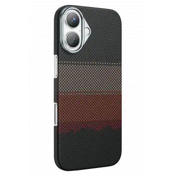 Apple iPhone 17 Kılıf Aramid Fiber Ruaha Kevlar Magsafe Kapak - Turuncu ve Lacivert Renkleriyle