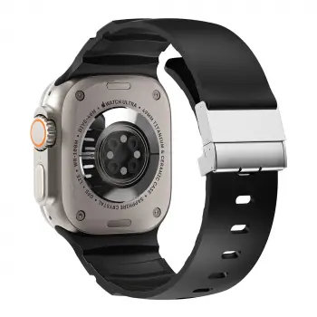 Apple Watch 44mm Lopard Krd-145 Metal Tokalı Silikon Kordon