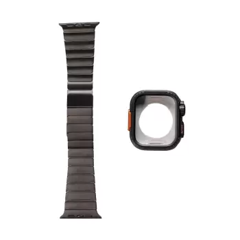 Apple Watch 7 45mm Sert Kasa Koruyuculu Metal Kordon Bilek Boyu Ayarlı Krd-126