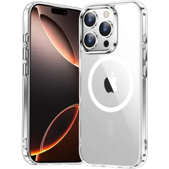 iPhone 16 Pro MagSafe Şeffaf Kılıf - Sert PC Embos Kapak