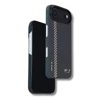 iPhone 17 Air Kılıf M-Safe Şarj 600D Güçlü Kamera Çerçeveli Pure Kevlar Fiber Turuncu-Siyah Hafif İnce