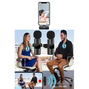 Kablosuz Yaka Mikrofonu iPhone Lightning 2li Mini Mikrofon Youtube Tik Tok 2 Adet