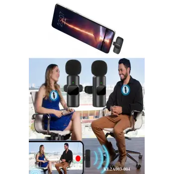 Kablosuz Yaka Mikrofonu Type-C 2li Mini Mikrofon Youtube Tik Tok 2 Adet