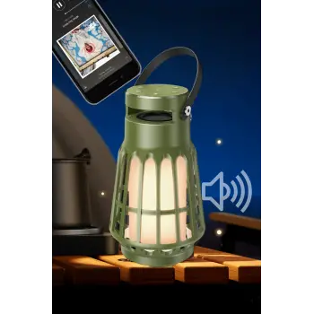 Kamp Işığı 5.3 Bluetooth Hoparlör Taşınabilir Speaker 3600mAh Güçlü Batarya Tatil Kamp ve Gezilerde 3 Farklı Led Işık