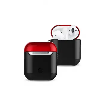 Lopard Airpods 2 (2.nesil) 3in1 Kılıf - Siyah-kırmızı