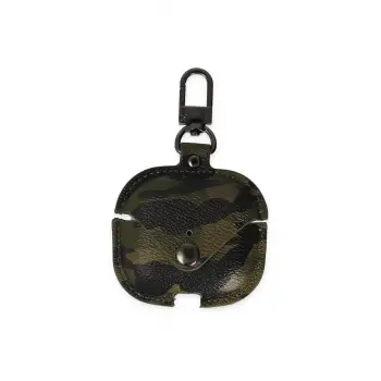 Lopard Airpods 3 (3.nesil) Çanta Kamuflaj Deri Kılıf - Haki Yeşil