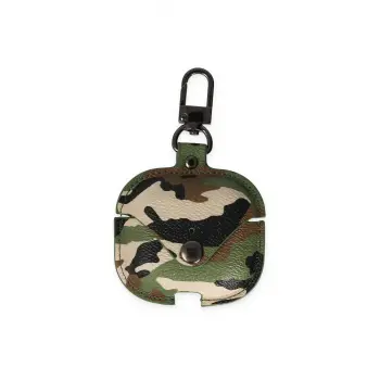 Lopard Airpods 3 (3.nesil) Çanta Kamuflaj Deri Kılıf - Yeşil