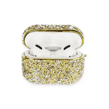 Lopard Airpods Pro 2 (2.nesil) Luz Taşlı Kılıf - Gold