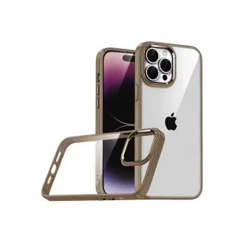 Lopard Apple İphone 15 Pro Max Razer Lensli Silikon - Çöl Titanyum