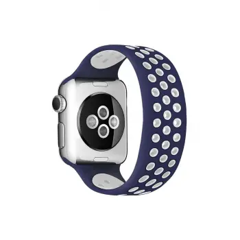 Lopard Apple Watch 38mm Ayarlı Delikli Silikon Kordon - Lacivert-beyaz