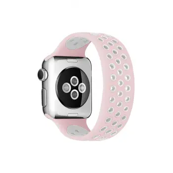 Lopard Apple Watch 38mm Ayarlı Delikli Silikon Kordon - Pembe-beyaz