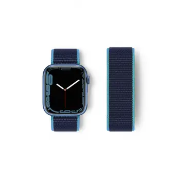 Lopard Apple Watch 38mm Hasırlı Cırtcırtlı Kordon - Mavi-lacivert