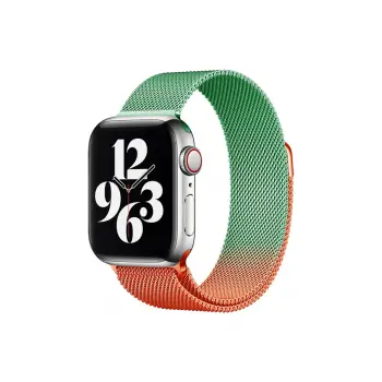 Lopard Apple Watch 38mm Metal Mıknatıslı Kordon - Turuncu-yeşil