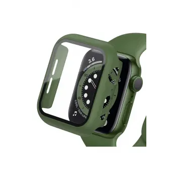 Lopard Apple Watch 41mm Camlı Kasa Ekran Koruyucu - Koyu Yeşil
