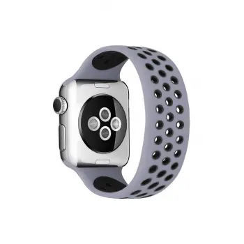 Lopard Apple Watch 42mm Ayarlı Delikli Silikon Kordon - Gri-siyah