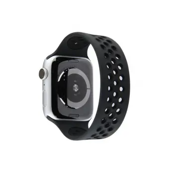 Lopard Apple Watch 42mm Ayarlı Delikli Silikon Kordon - Siyah-siyah