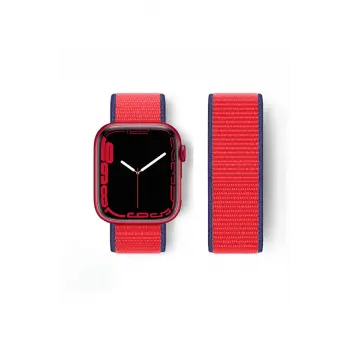 Lopard Apple Watch 42mm Hasırlı Cırtcırtlı Kordon - Kırmızı
