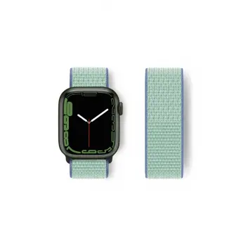 Lopard Apple Watch 42mm Hasırlı Cırtcırtlı Kordon - Mavi-turkuaz