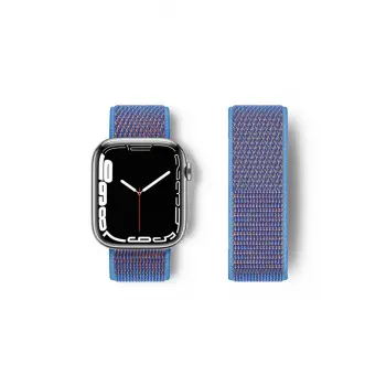 Lopard Apple Watch 42mm Hasırlı Cırtcırtlı Kordon - Mor