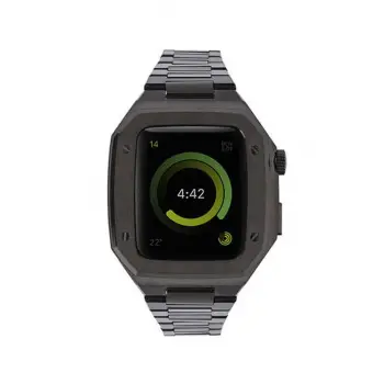 Lopard Apple Watch 44mm Metal Petek Kasalı Kordon - Siyah