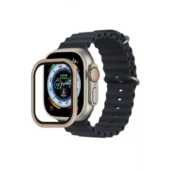 Lopard Apple Watch Ultra 49mm Alüminyum Kasa Cam Ekran Koruyucu - Gold