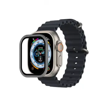 Lopard Apple Watch Ultra 49mm Alüminyum Kasa Cam Ekran Koruyucu - Gri