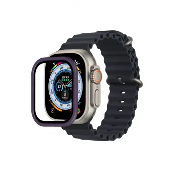 Lopard Apple Watch Ultra 49mm Alüminyum Kasa Cam Ekran Koruyucu - Mor