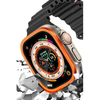 Lopard Apple Watch Ultra 49mm Alüminyum Kasa Cam Ekran Koruyucu - Turuncu