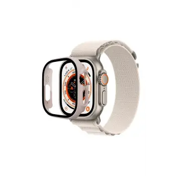 Lopard Apple Watch Ultra 49mm Desert Camlı Kasa Ekran Koruyucu - Metalik Gold