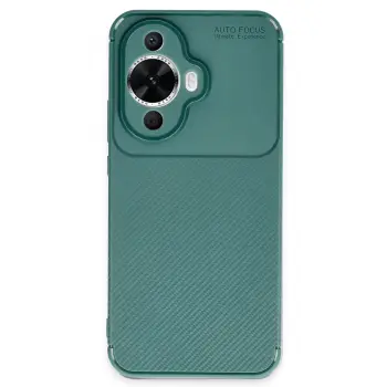 Lopard Huawei Nova 12s Kılıf Auto Focus Karbon Kapak - Koyu Yeşil