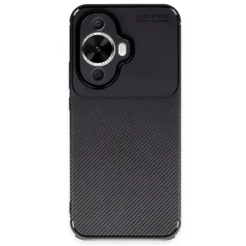 Lopard Huawei Nova 12s Kılıf Auto Focus Karbon Kapak - Siyah