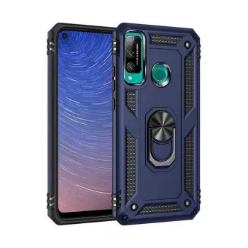 Lopard Huawei P40 Lite E Kılıf Sofya Yüzüklü Silikon Kapak - Lacivert