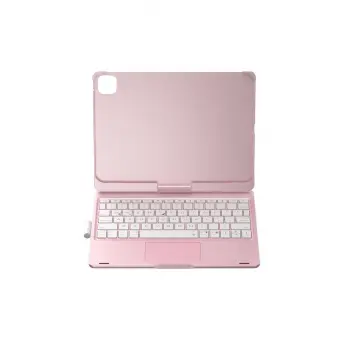 Lopard İpad Pro 11 (2024) F11 Ats Kılıf Magic Dönen Klavyeli Tablet Kılıf - Pembe