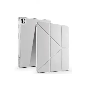 Lopard İpad Pro 13 (2024) Kılıf Kalemlikli Mars Tablet Kılıfı - Gri