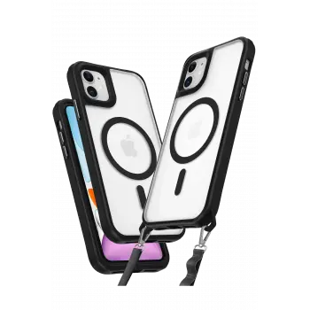 Lopard İphone 11 Kılıf Enka Magsafe Silikon Kılıf - Siyah